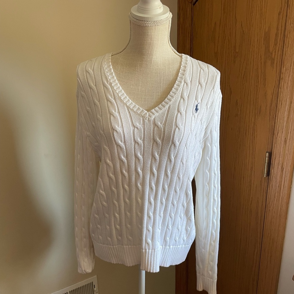 Ralph Lauren White Cable Knit Sweater